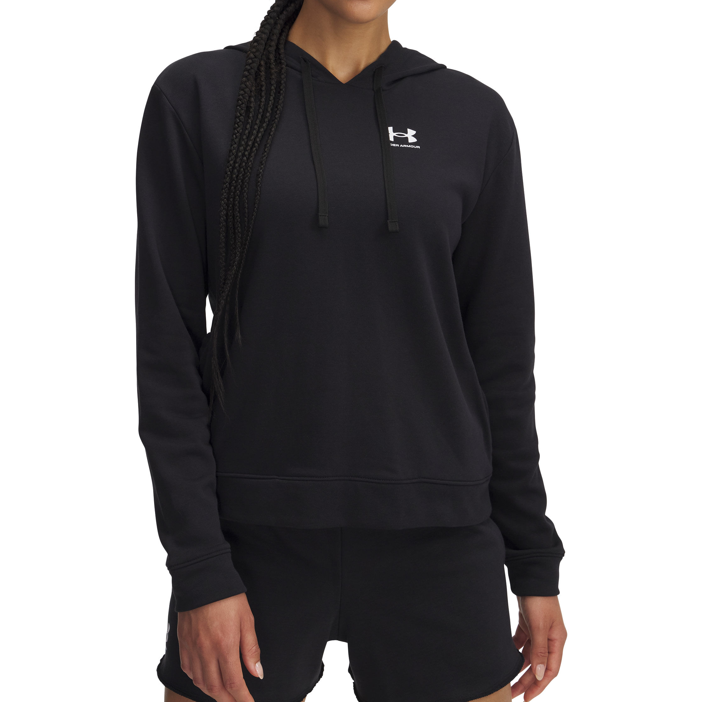 Under Armour Casaco 6005511-001 F RIVAL TERRY HOOD PretoOnyx Branco Algodao -1-